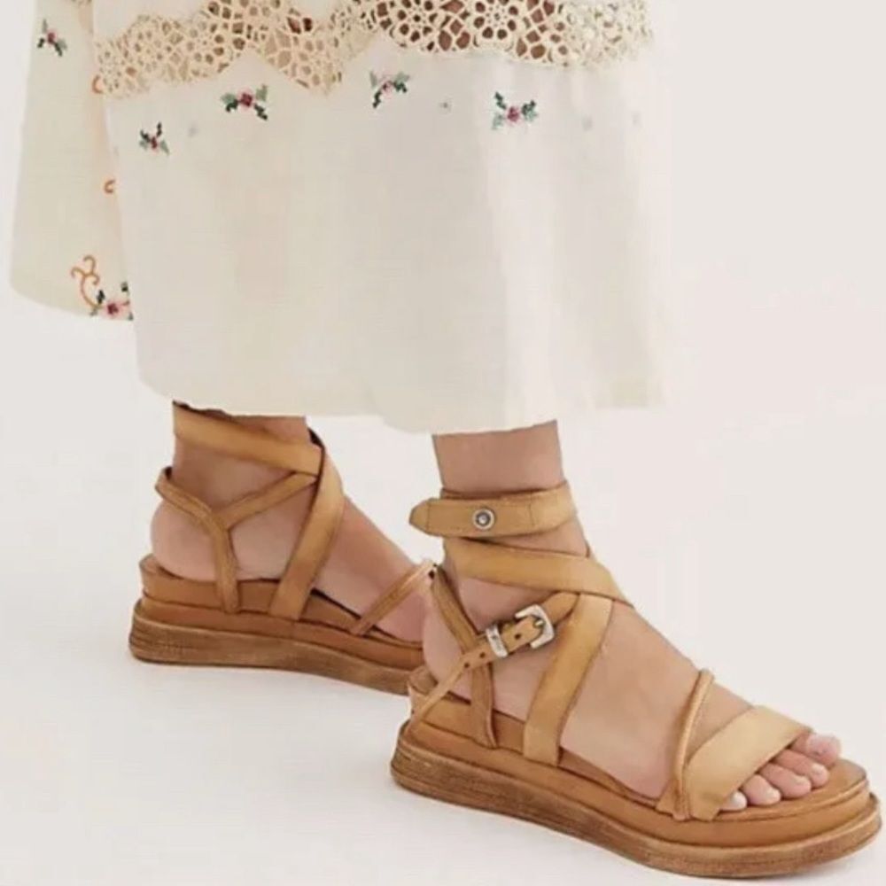 A.S.98 Labo Strappy Platform SANDALS Camel Tan Leather Size EU 41 US 10.5 - 11
